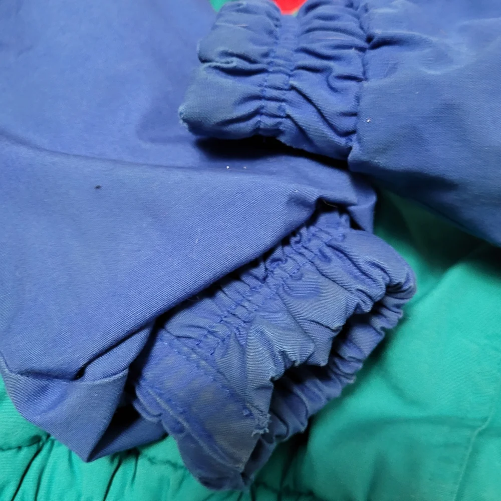 Vintage 1990s Windbreaker for Boys colorblock teal, blue, red winter coat